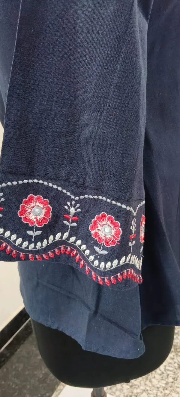 Navy_Fine_Cotton_Flax_Premium_Top_For_Women