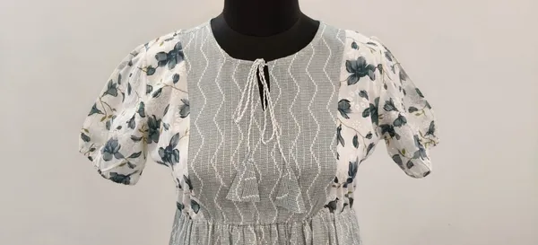 Teal_Blue_Fine_Lurex_Cotton_Premium_Short_Maxi_Dress_For_Women
