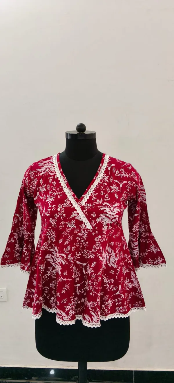 Maroon_Fine_Viscose_Self_Weave_Khadi_Premium_Top_For_Women