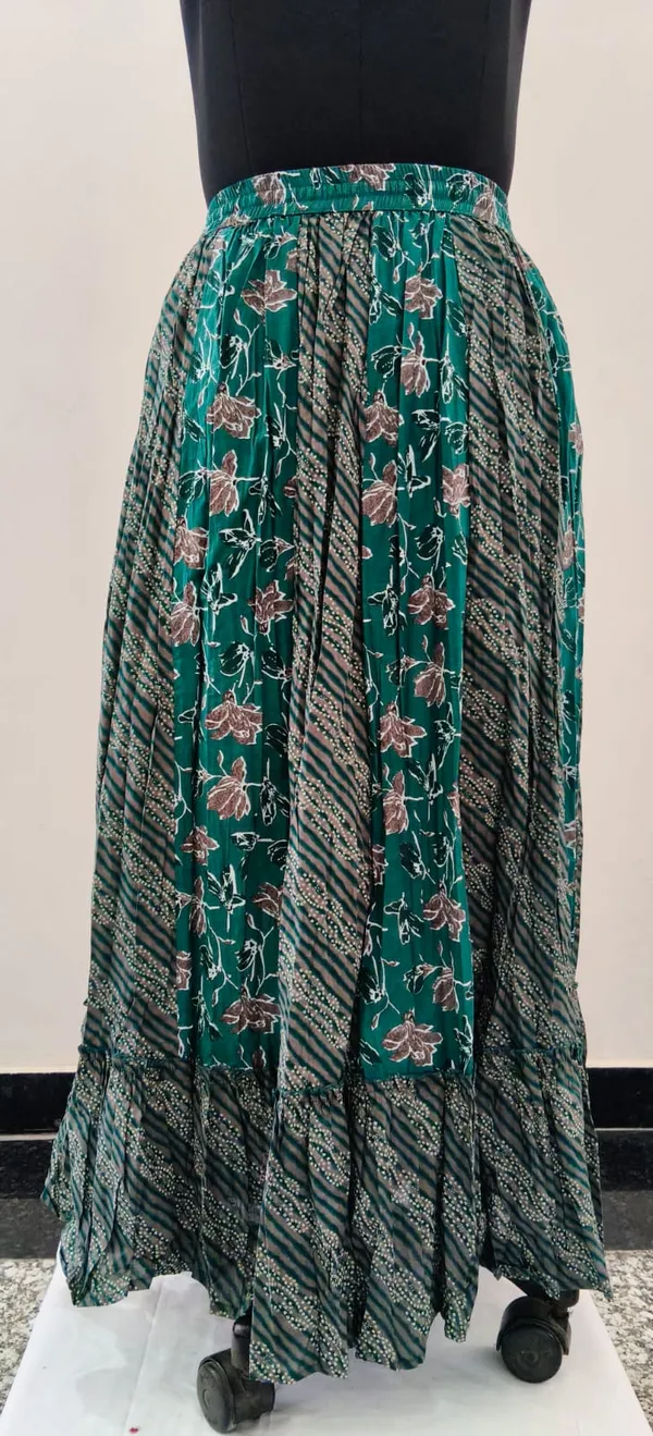 Green_Floral_Printed_Cambric_Cotton_Skirt_For_Women