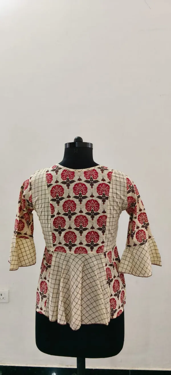 Maroon_Pure_Cotton_Self_Weave_Premium_Top_For_Women