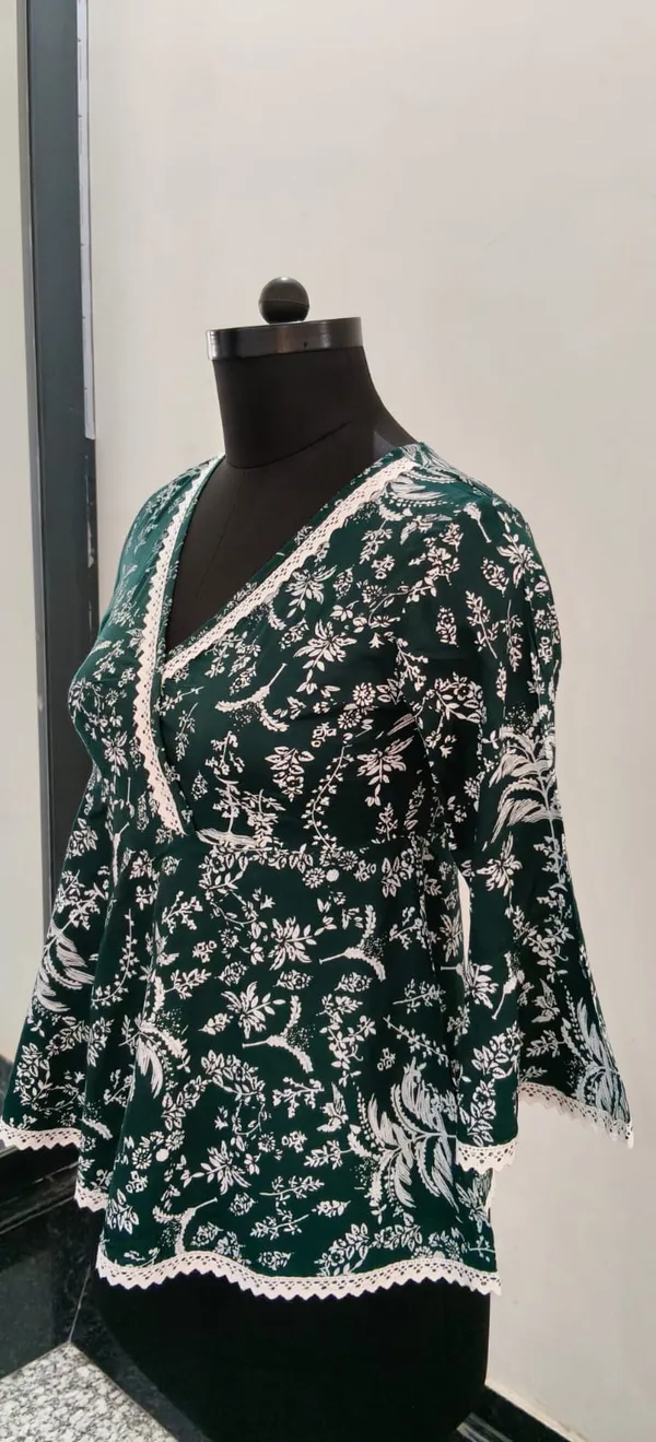 Bottle_Green_Fine_Viscose_Self_Weave_Khadi_Premium_Top_For_Women