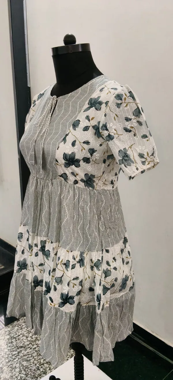 Teal_Blue_Fine_Lurex_Cotton_Premium_Short_Maxi_Dress_For_Women