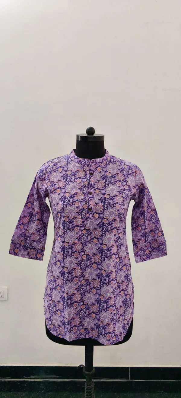 Purple_Printed_Pure_Cotton_Premium_Short_Top_For_Women