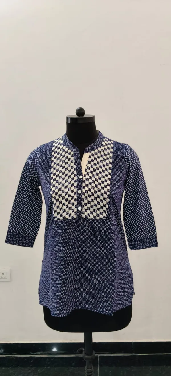Blue_Fine_Cotton_Cambric_Premium_Top_For_Women