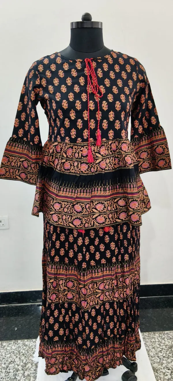 Black_And_Pink_Fine_Viscose_Premium_Top_And_Skirt_Set_For_Women