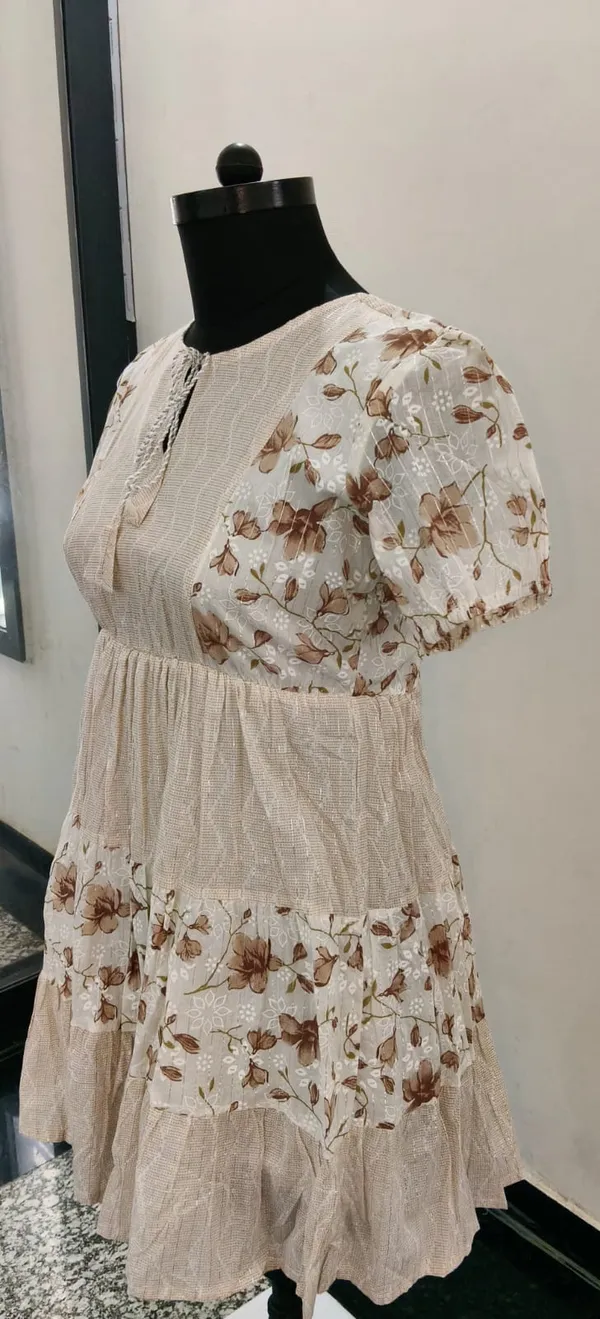 Beige_Fine_Lurex_Cotton_Premium_Dress_For_Women