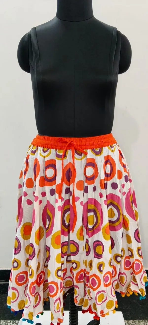 Orange_Fine_Cotton_Shitting_Premium_Skirt_For_Women