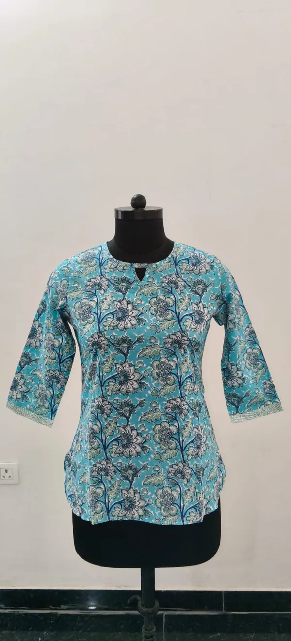 Turquoise_Blue_Pure_Cotton_Premium_Top_For_Women