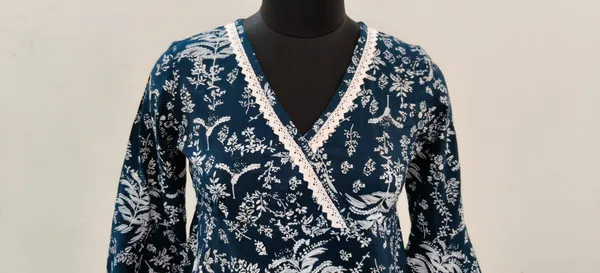 Navy_Blue_Fine_Viscose_Self_Weave_Khadi_Premium_Top_For_Women