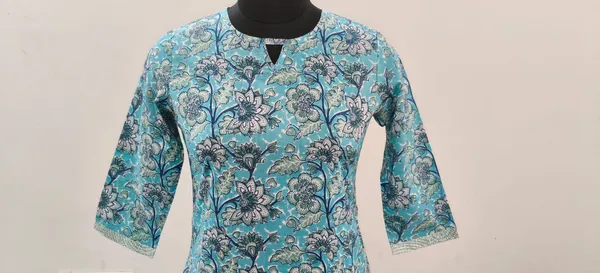 Turquoise_Blue_Pure_Cotton_Premium_Top_For_Women