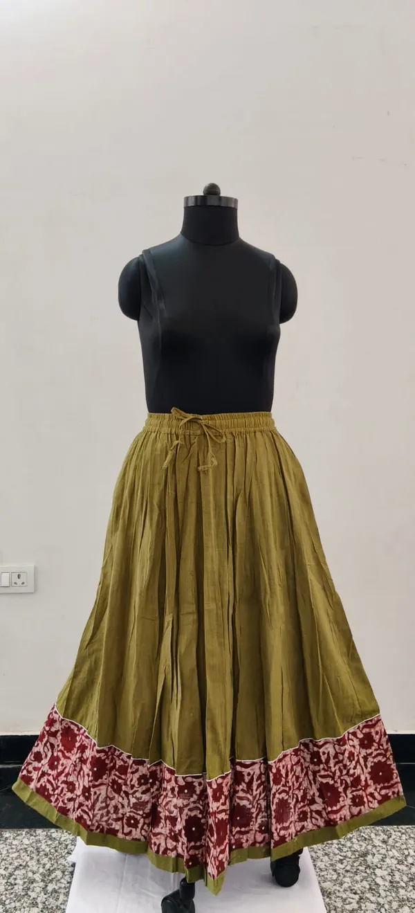 Mehendi_Green_Cotton_Fabric_Premium_Skirt_For_Women