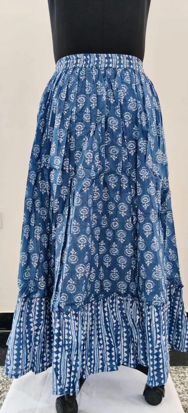Indigo_Blue_Fine_Printed_Cambric_Cotton_Premium_Skirt_For_Women