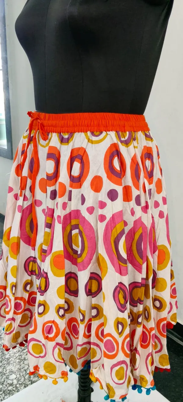 Orange_Fine_Cotton_Shitting_Premium_Skirt_For_Women