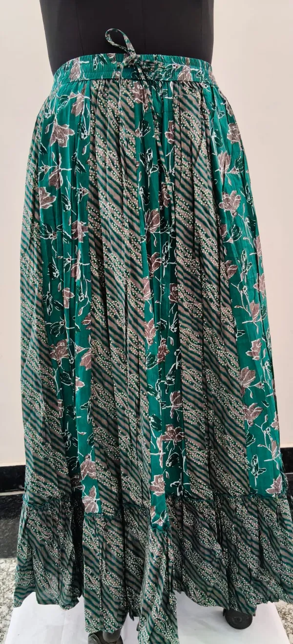 Green_Floral_Printed_Cambric_Cotton_Skirt_For_Women