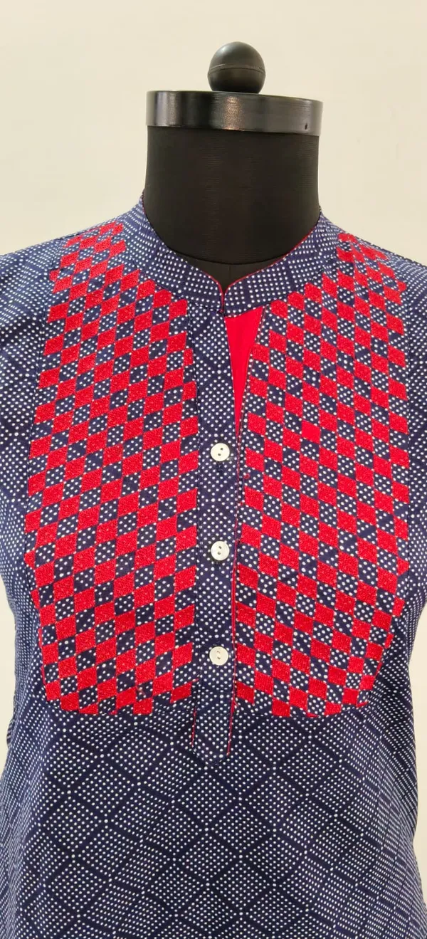 Indigo_Blue_With_Red_Fine_Cotton_Cambric_Premium_Top_For_Women