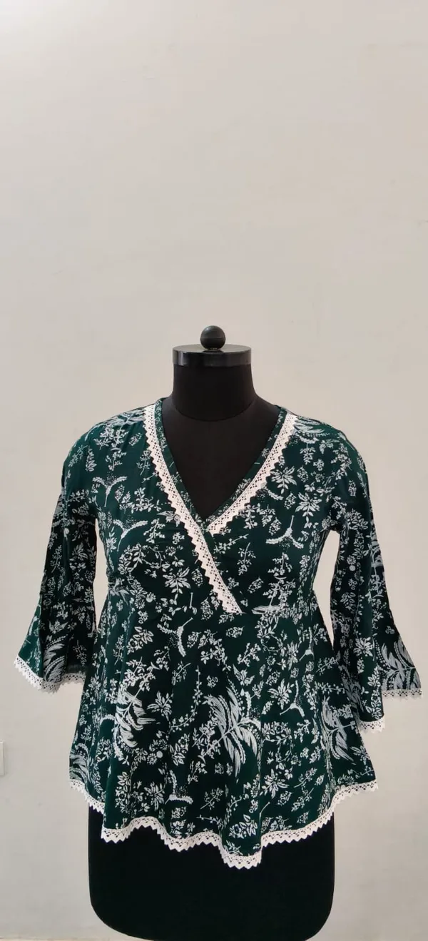 Bottle_Green_Fine_Viscose_Self_Weave_Khadi_Premium_Top_For_Women