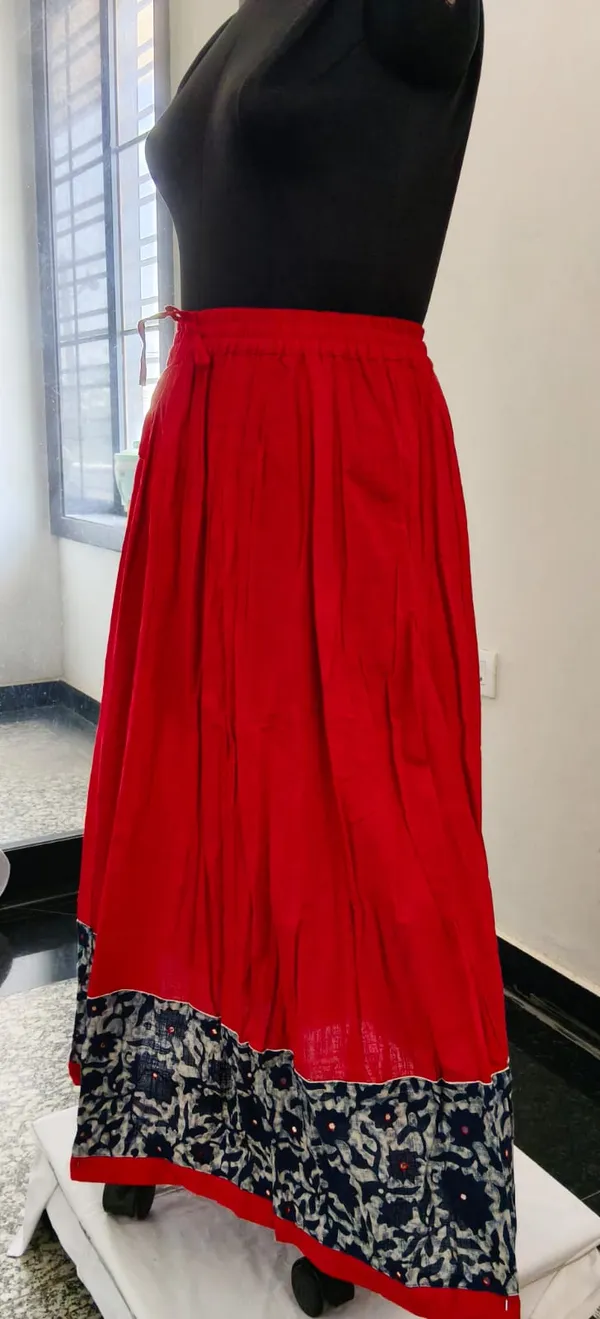 Red_Cotton_Fabric_Premium_Skirt_For_Women