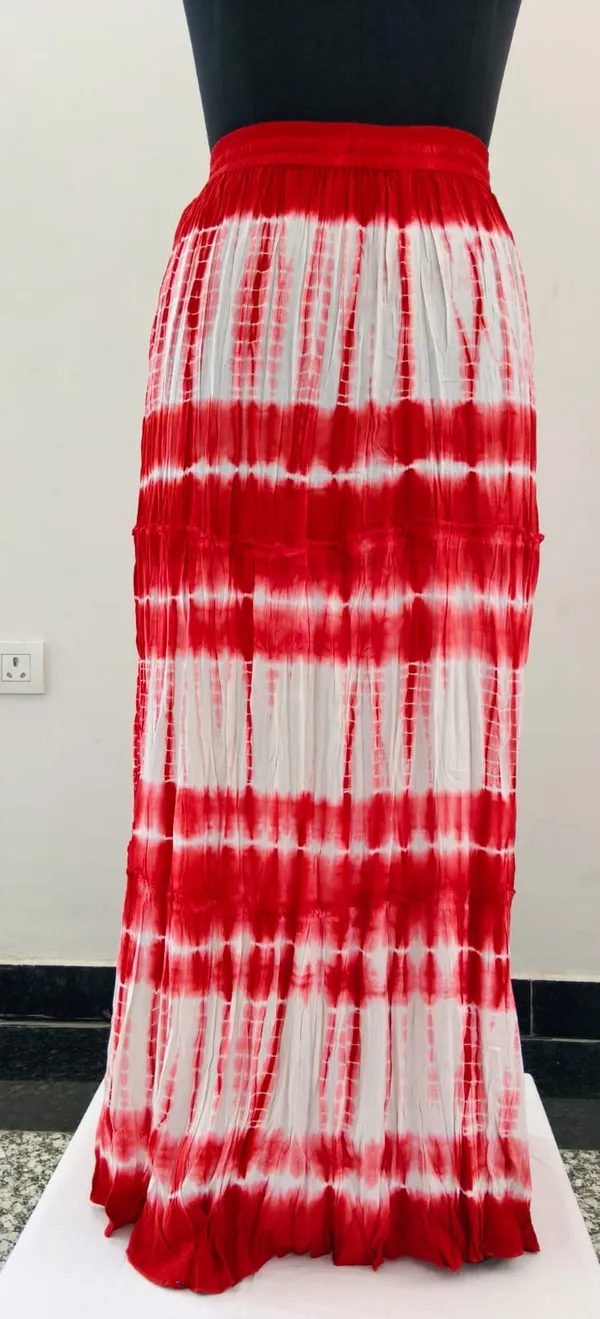 Red_And_White_Viscose_Tier_Skirt_For_Women