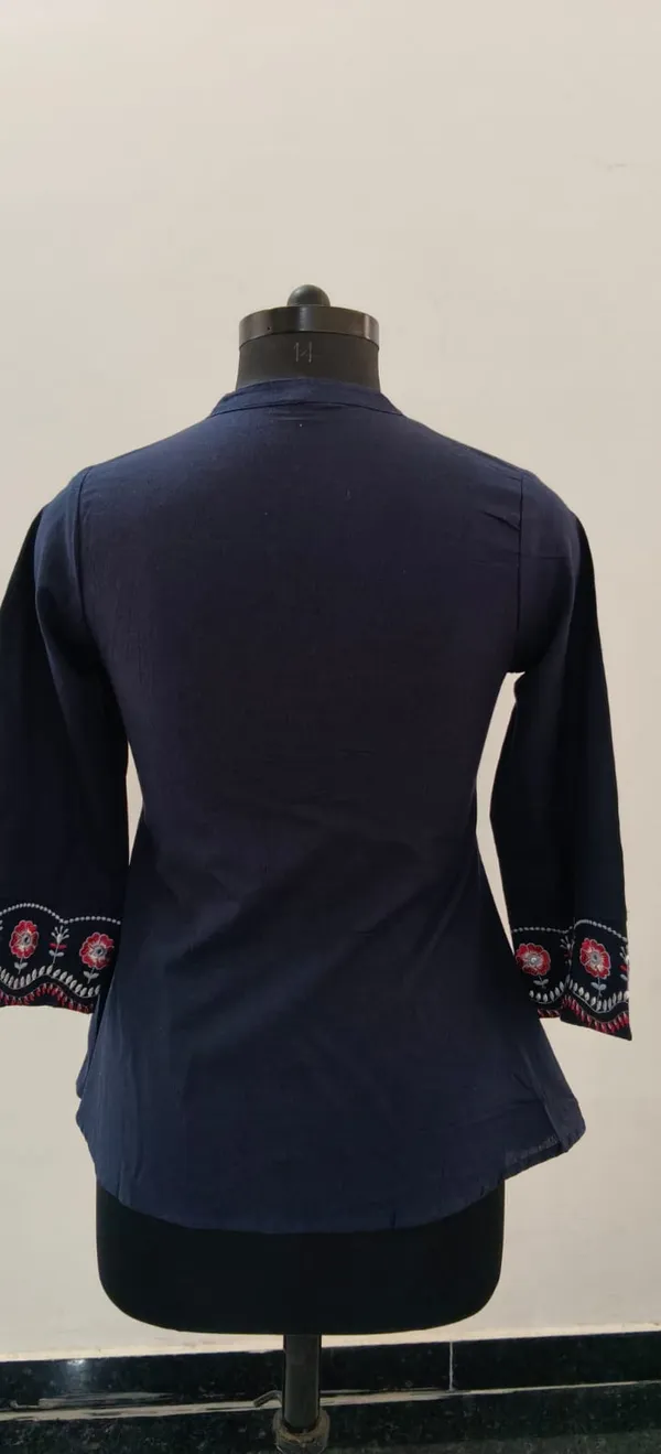Navy_Fine_Cotton_Flax_Premium_Top_For_Women