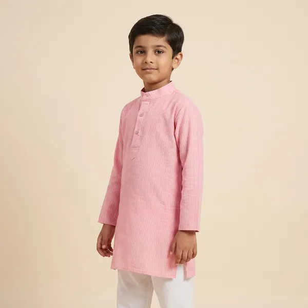 Baby_Pink_Pure_Cotton_Premium_Kurta_For_Kids