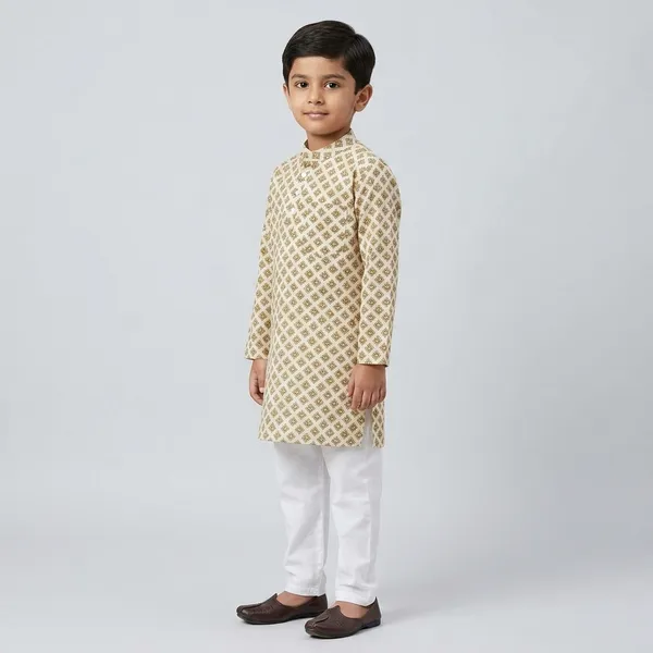 Beige_Pure_Cotton_Premium_Kurta_For_Kids