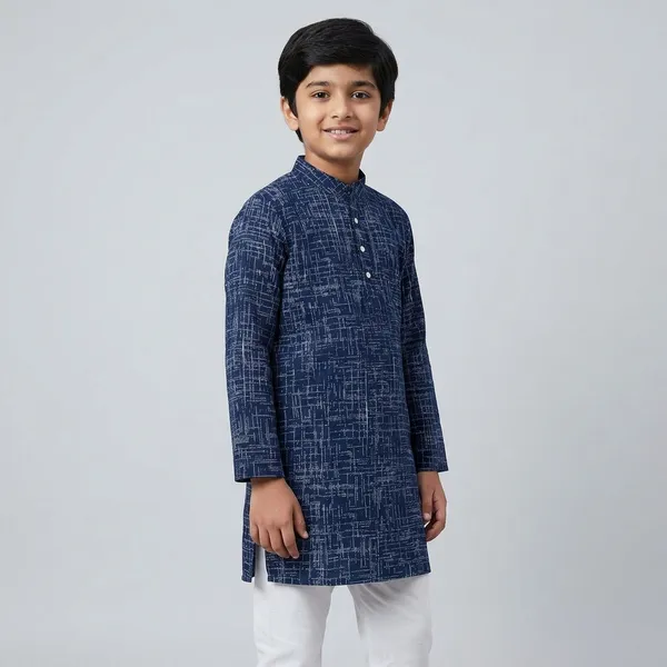 Blue_Pure_Cotton_Premium_Kurta_For_Kids