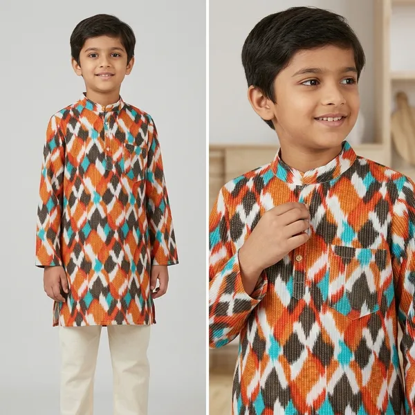 Multicolor_Pure_Cotton_Premium_Kurta_For_Kids