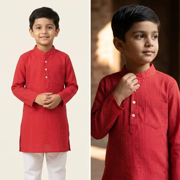 Red_Pure_Cotton_Premium_And_Elegant_Kurta_For_Kids