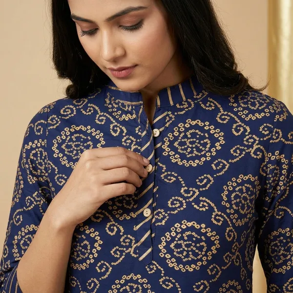 Navy_Blue_Cotton_Premium_Kurta_For_Women