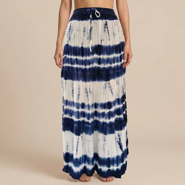 Navy_Blue_And_White_Fine_Viscose_Premium_Tier_Skirt_For_Women