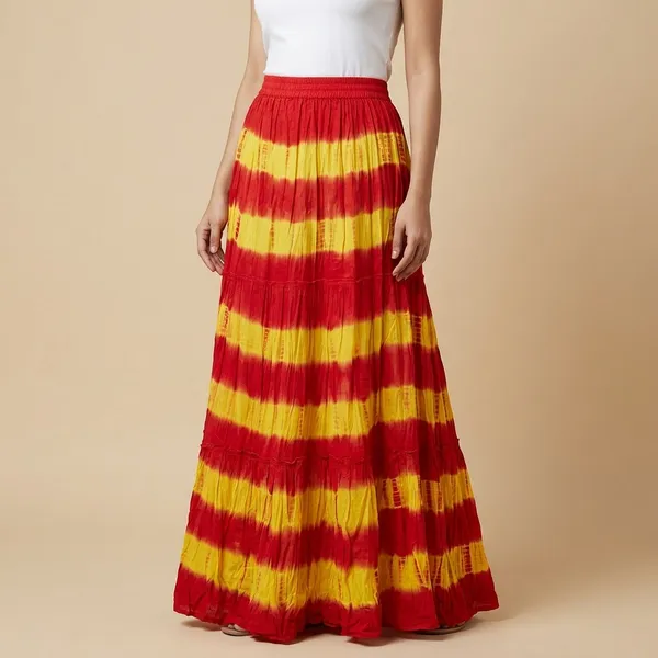 Red_And_Yellow_Viscose_Tier_Skirt_For_Women