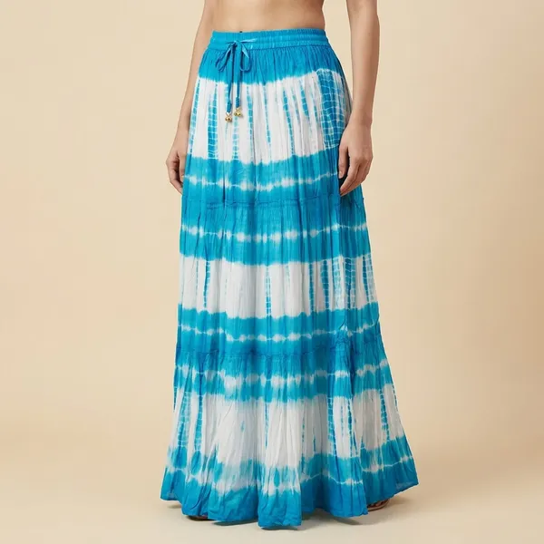 Blue_And_White_Fine_Viscose_Premium_Tier_Skirt_For_Women