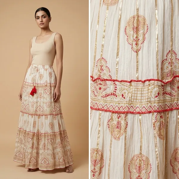 Off_White_With_Red_Print_Fine_Viscose_Lurex_Crinkle_Premium_Skirt_For_Women