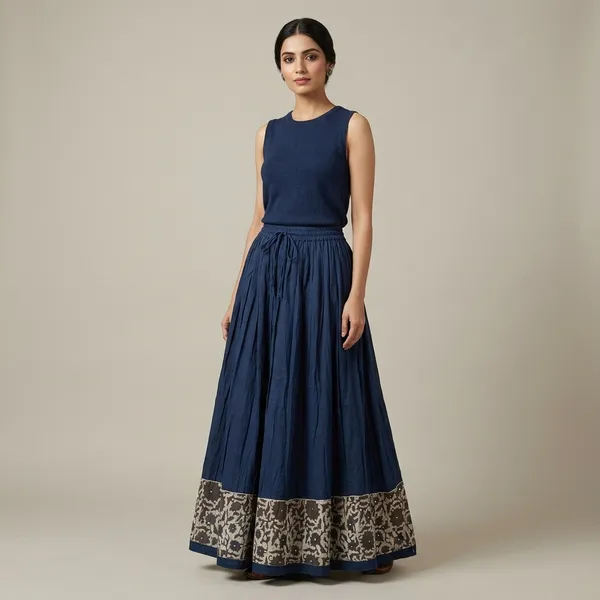 Navy_Blue_Cotton_Fabric_Premium_Skirt_For_Women