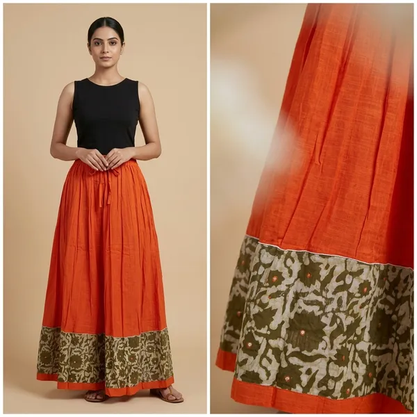 Orange_Cotton_Fabric_Premium_Skirt_For_Women