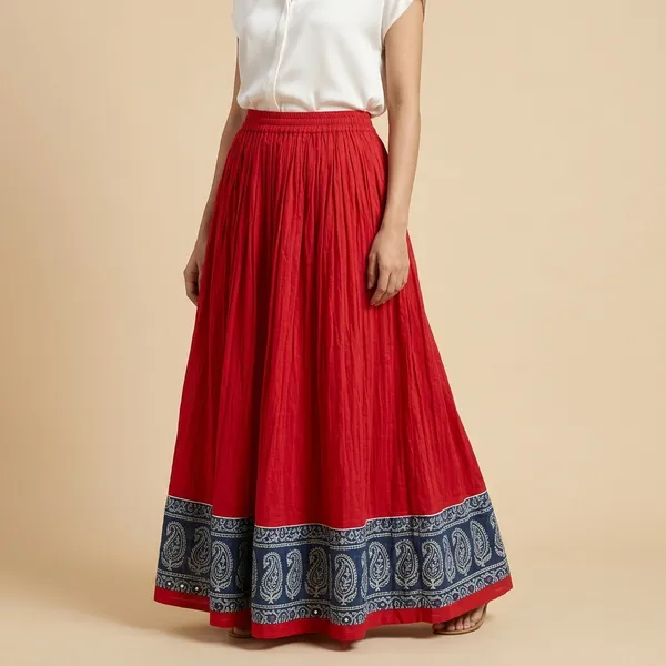 Red_Cotton_Fabric_Premium_Skirt_For_Women
