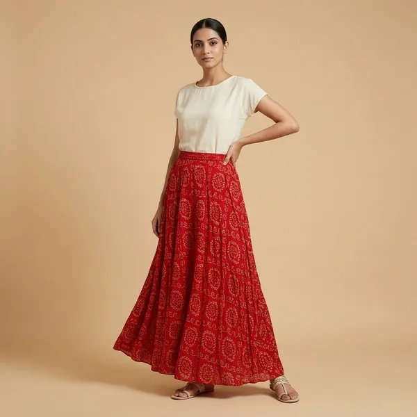 Red_Fine_Viscose_Premium_Skirt_For_Women