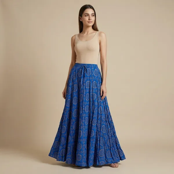 Royal_Blue_Fine_Viscose_Premium_Skirt_For_Women