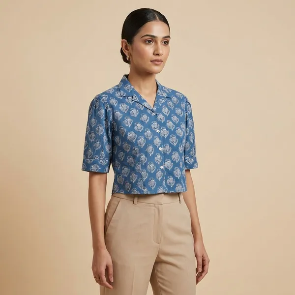 Blue_Pure_Cotton_Premium_Crop_Top_For_Women