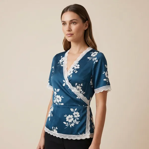 Navy_Blue_Fine_Viscose_Self_Weave_Khadi_Premium_Top_For_Women