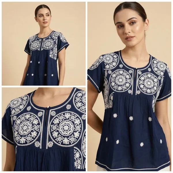 Navy_Blue_Fine_Viscose_Premium_Tunic_Top_For_Women