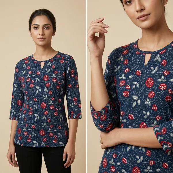 Navy_Blue_Pure_Cotton_Premium_Top_For_Women
