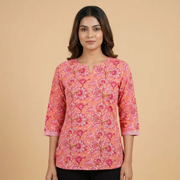 Light_Orange_Pure_Cotton_Premium_Top_For_Women