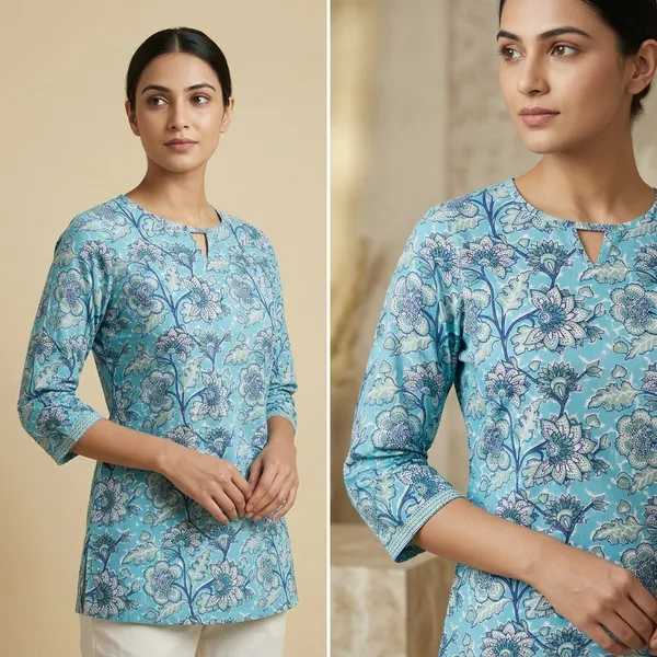 Turquoise_Blue_Pure_Cotton_Premium_Top_For_Women