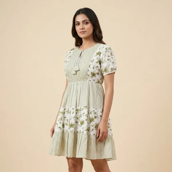 Pistachio_Green_Fine_Lurex_Cotton_Premium_Short_Maxi_Dress_For_Women