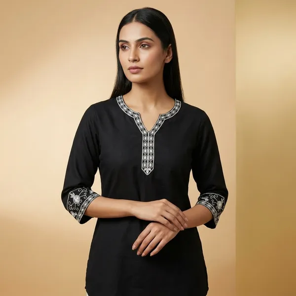 Black_Cotton_Flex_Premium_Top_For_Women