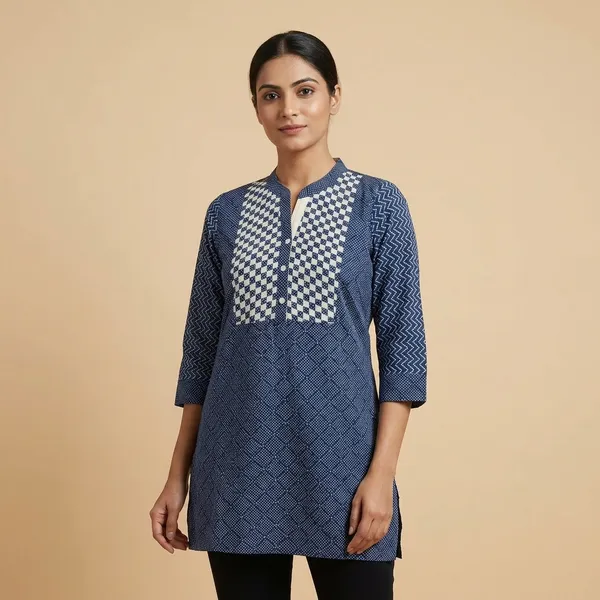 Blue_Fine_Cotton_Cambric_Premium_Top_For_Women