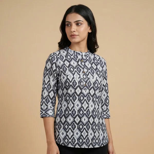 Black_Printed_Pure_Cotton_Premium_Short_Top_For_Women