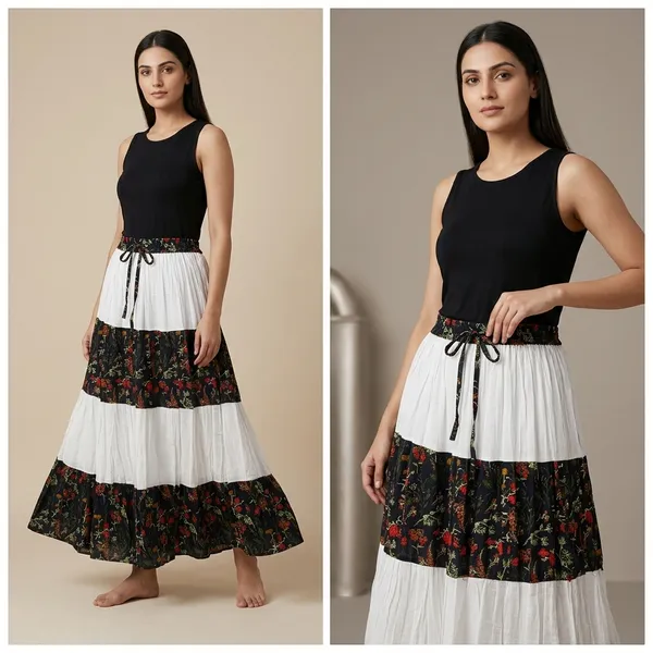 Blue_With_White_Fine_Viscose_Premium_Skirt_For_Women